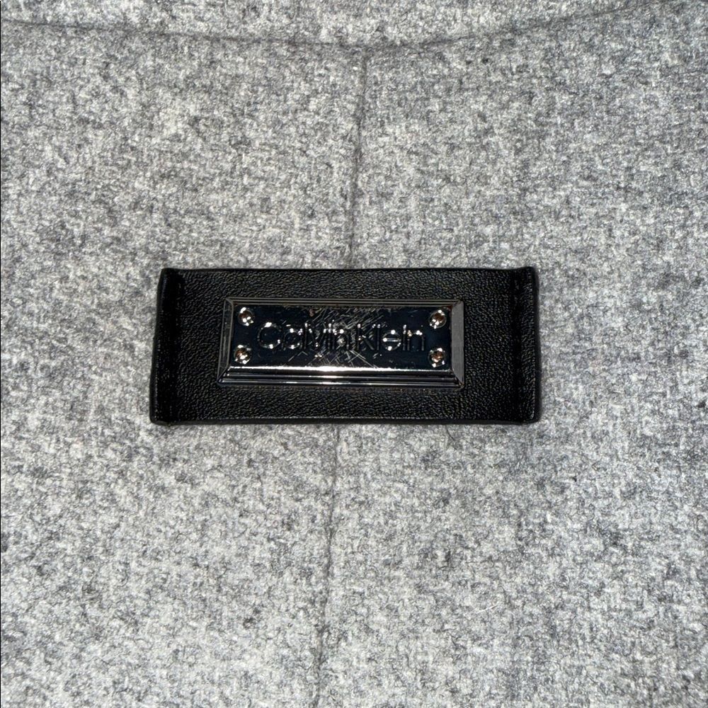 Calvin Klein women’s gray wool-blend wrap coat. - Picture 8 of 12
